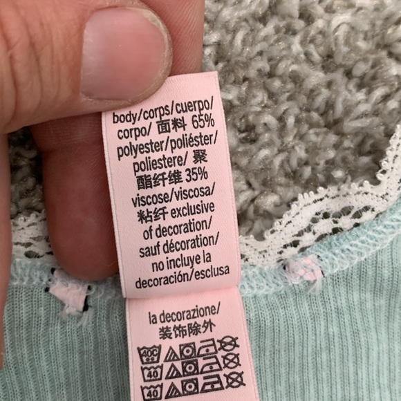 Victoria’s Secret Light Green Ribbed Lace Trim Tank Bodysuit - Picture 8 of 8